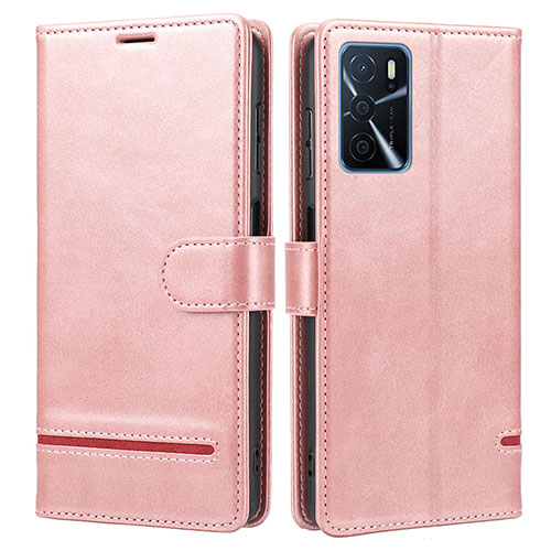 Leather Case Stands Flip Cover Holder SY1 for Oppo A54s Pink