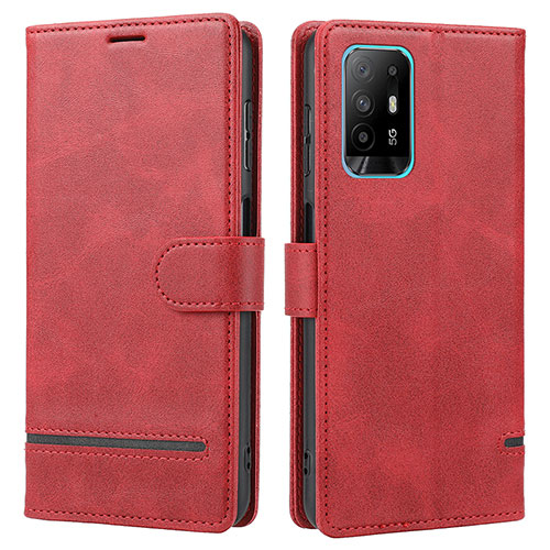 Leather Case Stands Flip Cover Holder SY1 for Oppo A95 5G Red