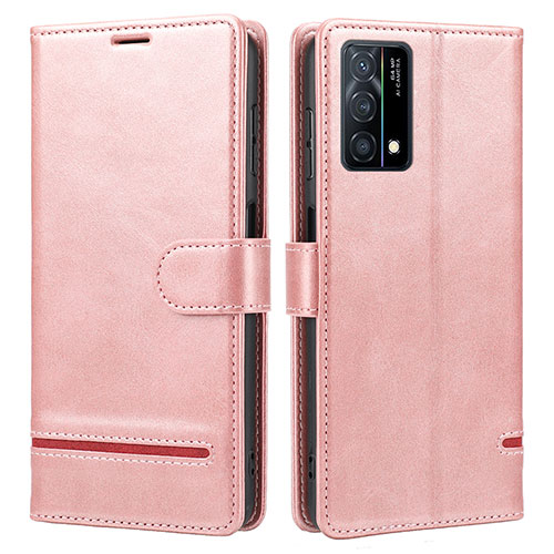 Leather Case Stands Flip Cover Holder SY1 for Oppo K9 5G Pink