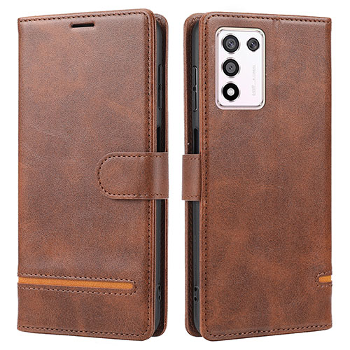 Leather Case Stands Flip Cover Holder SY1 for Oppo K9S 5G Brown