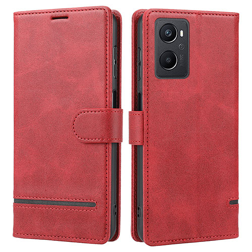 Leather Case Stands Flip Cover Holder SY1 for Oppo Reno7 Lite 5G Red