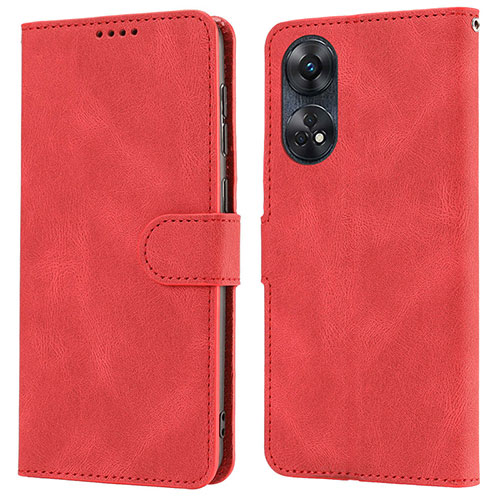 Leather Case Stands Flip Cover Holder SY1 for Oppo Reno8 T 4G Red