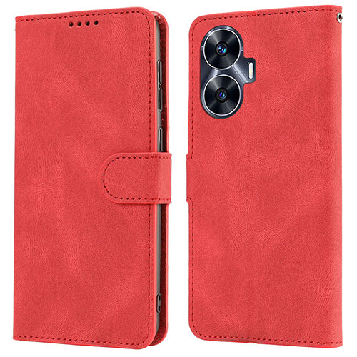 Leather Case Stands Flip Cover Holder SY1 for Realme C55 Red