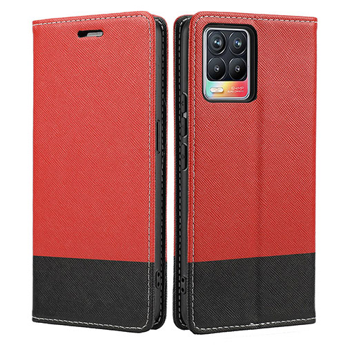 Leather Case Stands Flip Cover Holder SY2 for Realme 8 4G Red