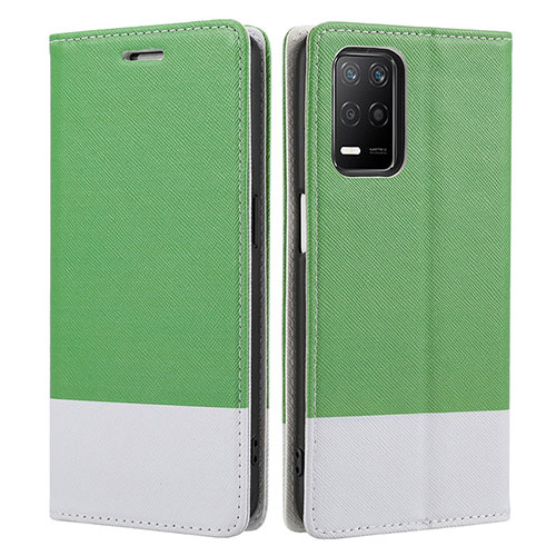 Leather Case Stands Flip Cover Holder SY2 for Realme 8 5G Green