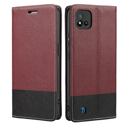 Leather Case Stands Flip Cover Holder SY2 for Realme Narzo 50i Red Wine