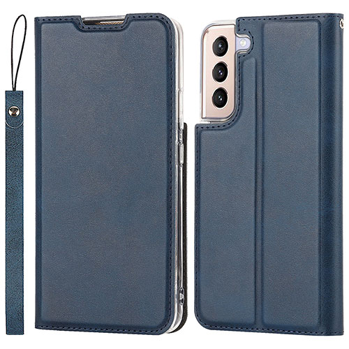 Leather Case Stands Flip Cover Holder T03D for Samsung Galaxy S21 5G Blue