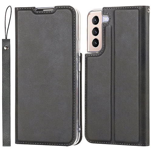 Leather Case Stands Flip Cover Holder T03D for Samsung Galaxy S22 Plus 5G Black