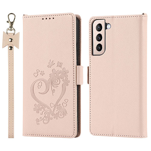 Leather Case Stands Flip Cover Holder T05D for Samsung Galaxy S23 5G Pink