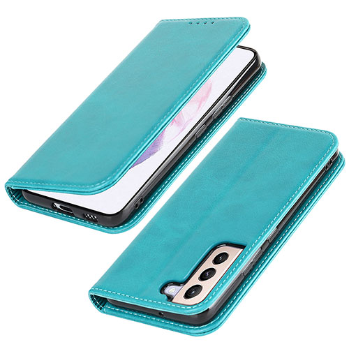 Leather Case Stands Flip Cover Holder T06D for Samsung Galaxy S23 5G Sky Blue