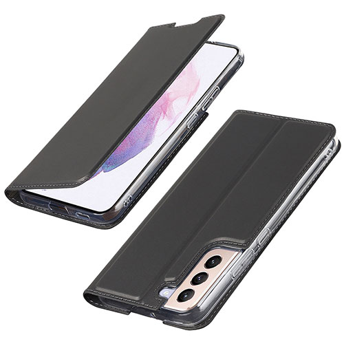 Leather Case Stands Flip Cover Holder T07D for Samsung Galaxy S21 Plus 5G Black