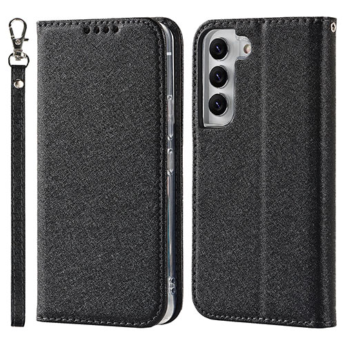 Leather Case Stands Flip Cover Holder T08D for Samsung Galaxy S21 Plus 5G Black