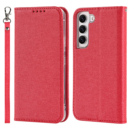 Leather Case Stands Flip Cover Holder T08D for Samsung Galaxy S21 Plus 5G Red