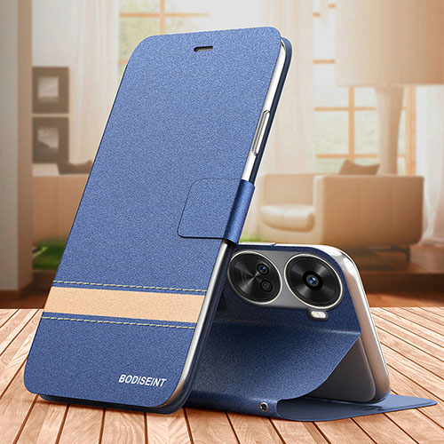 Leather Case Stands Flip Cover Holder TB1 for Huawei Nova 11 SE Blue