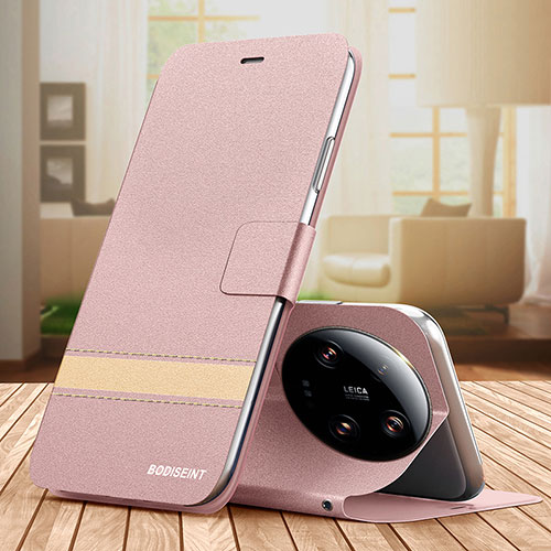 Leather Case Stands Flip Cover Holder TB1 for Xiaomi Mi 13 Ultra 5G Rose Gold