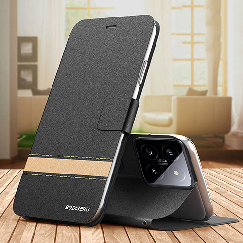 Leather Case Stands Flip Cover Holder TB1 for Xiaomi Mi 14 5G Black