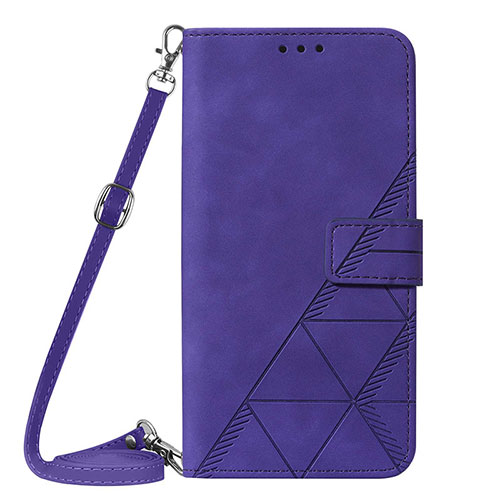 Leather Case Stands Flip Cover Holder Y01B for Apple iPhone 15 Plus Purple