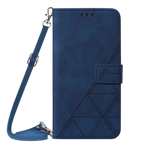 Leather Case Stands Flip Cover Holder Y01B for Apple iPhone 16 Pro Blue