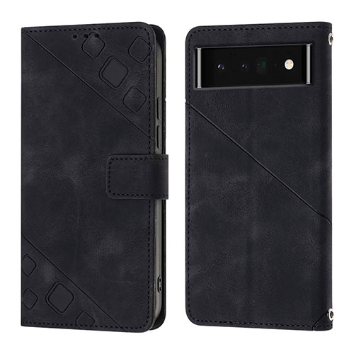 Leather Case Stands Flip Cover Holder Y01B for Google Pixel 6 Pro 5G Black