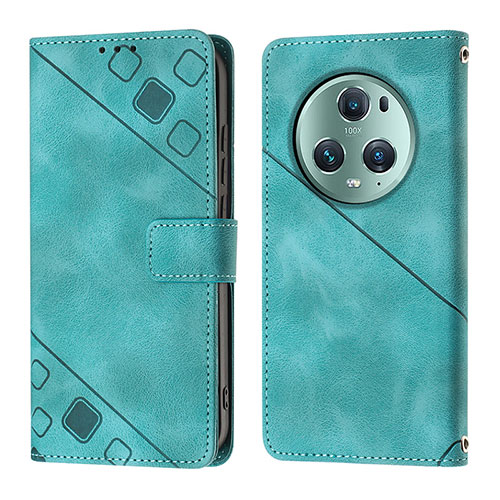 Leather Case Stands Flip Cover Holder Y01B for Huawei Honor Magic5 Pro 5G Green