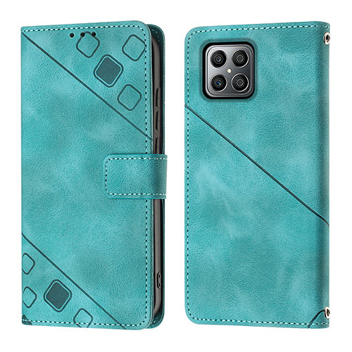 Leather Case Stands Flip Cover Holder Y01B for Huawei Honor X8 4G Green