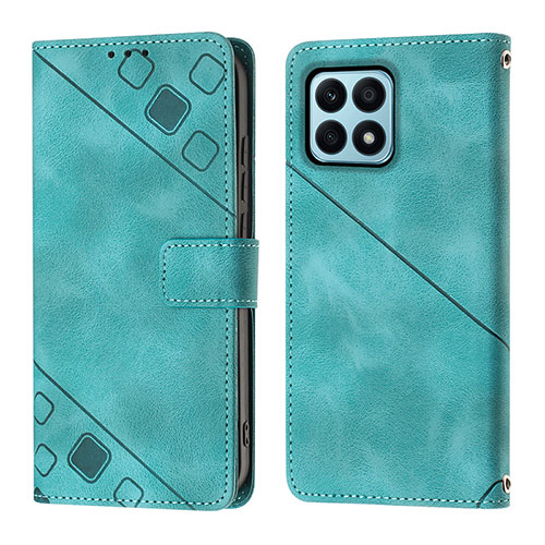 Leather Case Stands Flip Cover Holder Y01B for Huawei Honor X8a 4G Green