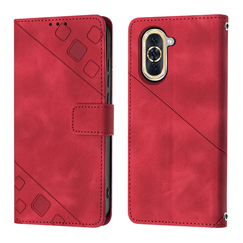 Leather Case Stands Flip Cover Holder Y01B for Huawei Nova 10 Red