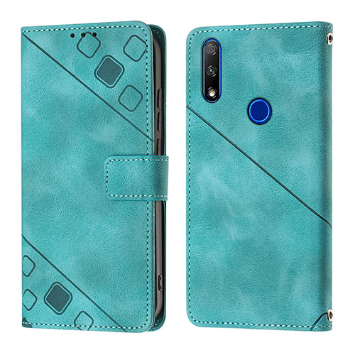 Leather Case Stands Flip Cover Holder Y01B for Huawei Y9 Prime (2019) Green