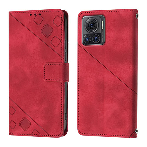 Leather Case Stands Flip Cover Holder Y01B for Motorola Moto Edge 30 Ultra 5G Red