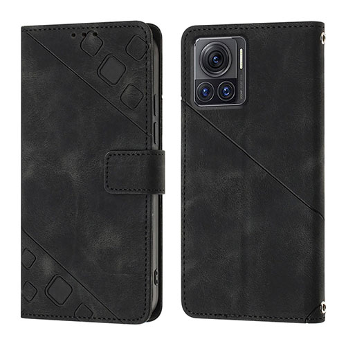 Leather Case Stands Flip Cover Holder Y01B for Motorola Moto Edge X30 Pro 5G Black