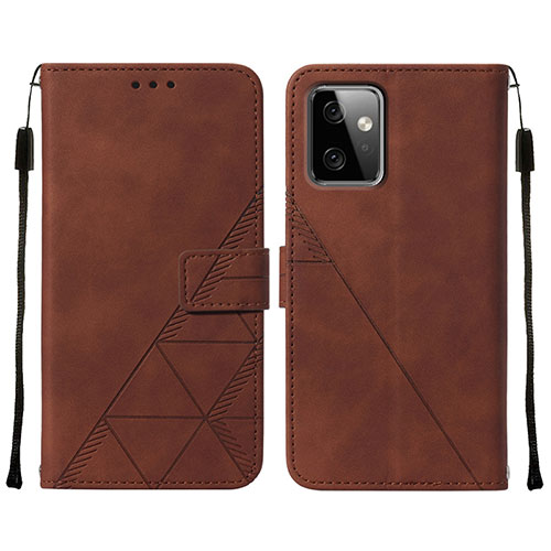 Leather Case Stands Flip Cover Holder Y01B for Motorola Moto G Power 5G (2023) Brown