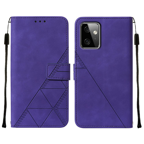 Leather Case Stands Flip Cover Holder Y01B for Motorola Moto G Power 5G (2023) Purple