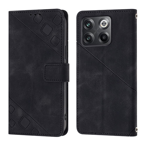 Leather Case Stands Flip Cover Holder Y01B for OnePlus 10T 5G Black