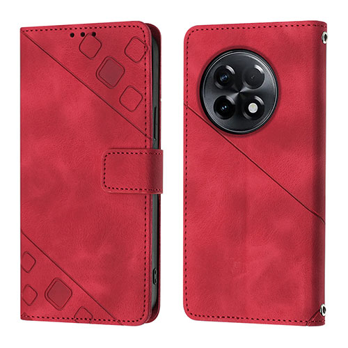 Leather Case Stands Flip Cover Holder Y01B for OnePlus Ace 2 5G Red