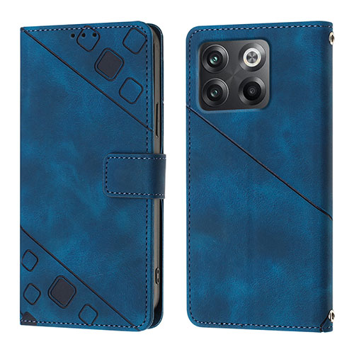 Leather Case Stands Flip Cover Holder Y01B for OnePlus Ace Pro 5G Blue