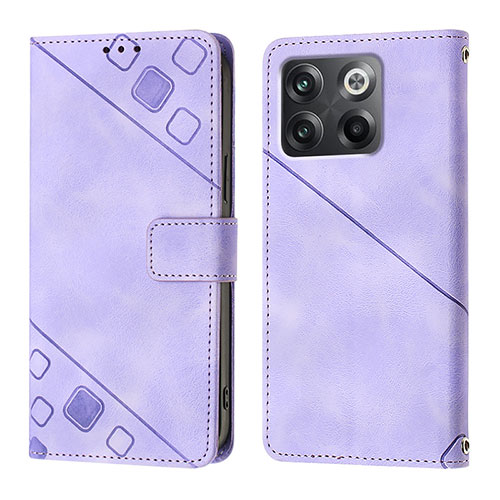 Leather Case Stands Flip Cover Holder Y01B for OnePlus Ace Pro 5G Purple