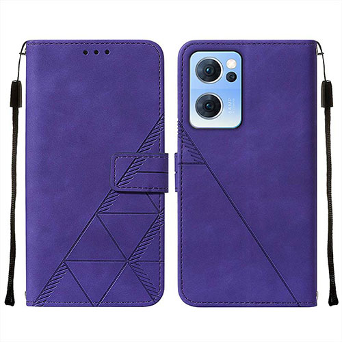 Leather Case Stands Flip Cover Holder Y01B for OnePlus Nord CE 2 5G Purple