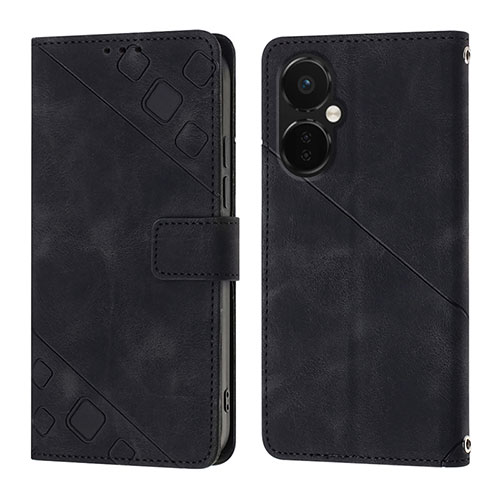 Leather Case Stands Flip Cover Holder Y01B for OnePlus Nord CE 3 5G Black