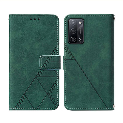 Leather Case Stands Flip Cover Holder Y01B for Oppo A53s 5G Green