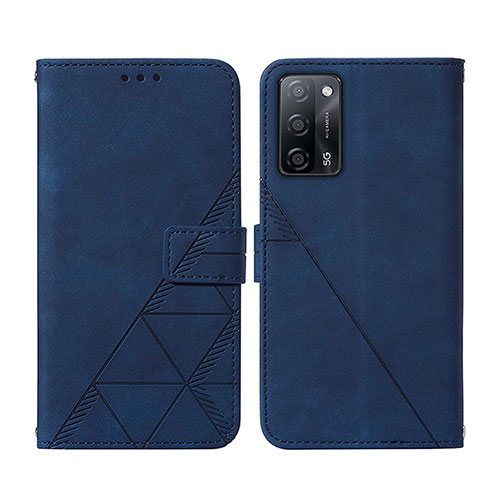 Leather Case Stands Flip Cover Holder Y01B for Oppo A55 5G Blue