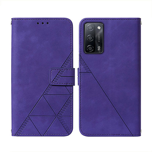 Leather Case Stands Flip Cover Holder Y01B for Oppo A56 5G Purple