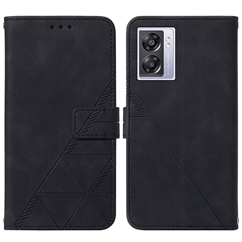 Leather Case Stands Flip Cover Holder Y01B for Oppo A57 5G Black