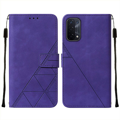 Leather Case Stands Flip Cover Holder Y01B for Oppo A74 5G Purple