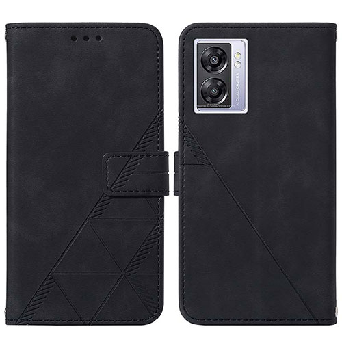 Leather Case Stands Flip Cover Holder Y01B for Oppo A77 5G Black