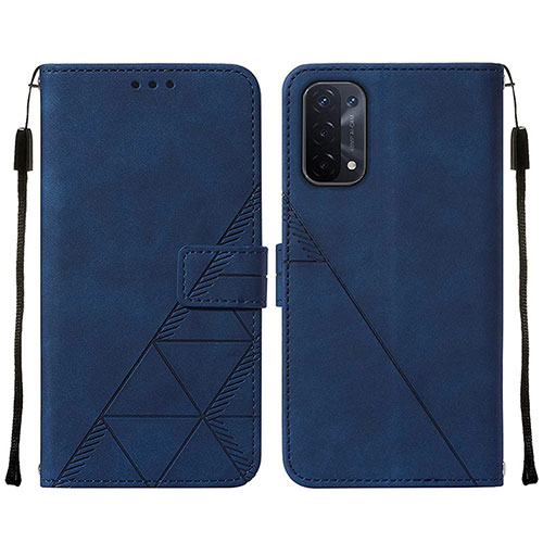Leather Case Stands Flip Cover Holder Y01B for Oppo A93 5G Blue