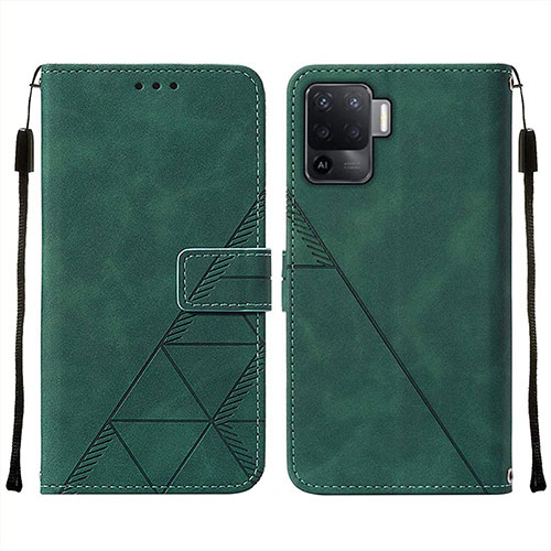 Leather Case Stands Flip Cover Holder Y01B for Oppo A94 4G Green