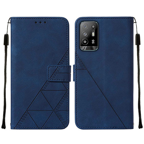 Leather Case Stands Flip Cover Holder Y01B for Oppo A94 5G Blue