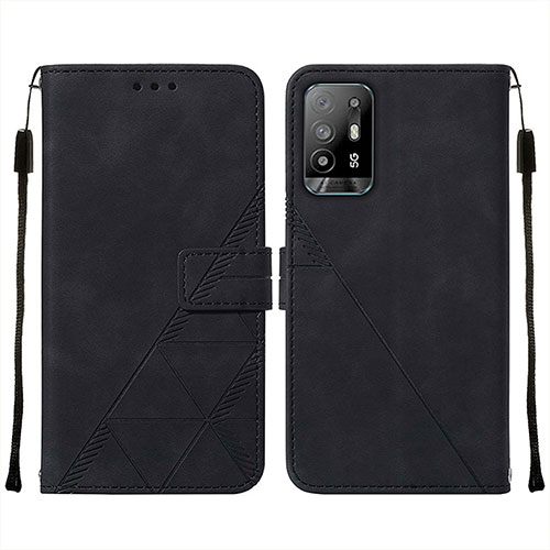 Leather Case Stands Flip Cover Holder Y01B for Oppo A95 5G Black