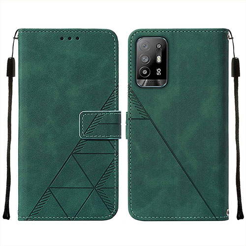 Leather Case Stands Flip Cover Holder Y01B for Oppo A95 5G Green