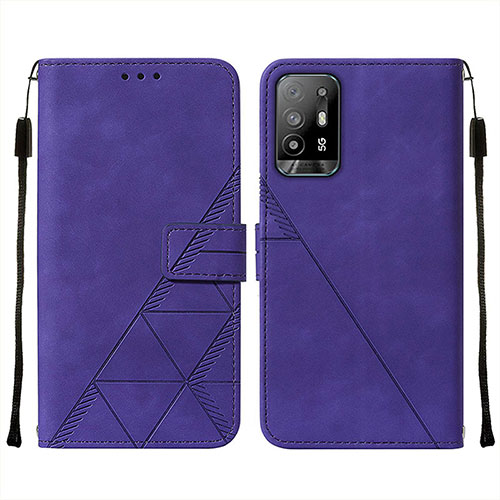 Leather Case Stands Flip Cover Holder Y01B for Oppo A95 5G Purple